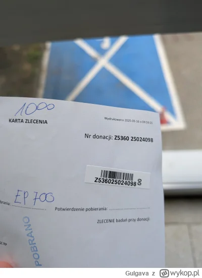 Gulgava - 150 180 - 230 = 149 950
Data donacji - 16.05.2025
Rodzaj donacji - osocze
M...