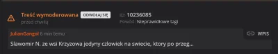 JulianGangol - Po minucie post od razu zgloszony ale jedyne co zostalo osiagniete to ...