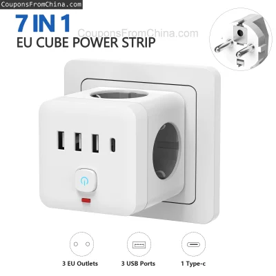 n____S - ❗ 7-in-1 EU Power Strip 3 AC Outlets 3 USB 1 Type-C
〽️ Cena: 9.19 USD (dotąd...