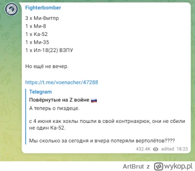 ArtBrut - #rosja #wojna #ukraina #wojsko #smiglowce

Do tej pory spadło 6 rosyjskich ...
