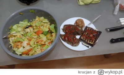 krucjan - Wczorajszy posiłek:
Pierś z kurczaka w mięcie i cynamonie, tosty twarogowo ...