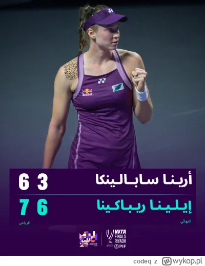 codeq - Rybakina wygrywa finalsy pokonując Sabalenke
Brawo 

btw w obu teamach zawodn...
