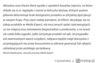 CzystaOdra - Media Expert tłumaczy się, dlaczego sprzedawali o 1400 zł drożej Steam D...