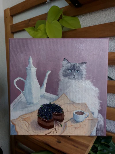 pistacjowa_chmurka - Kawusia :3
#tworczoscwlasna #pokazkota #malarstwo #kitku