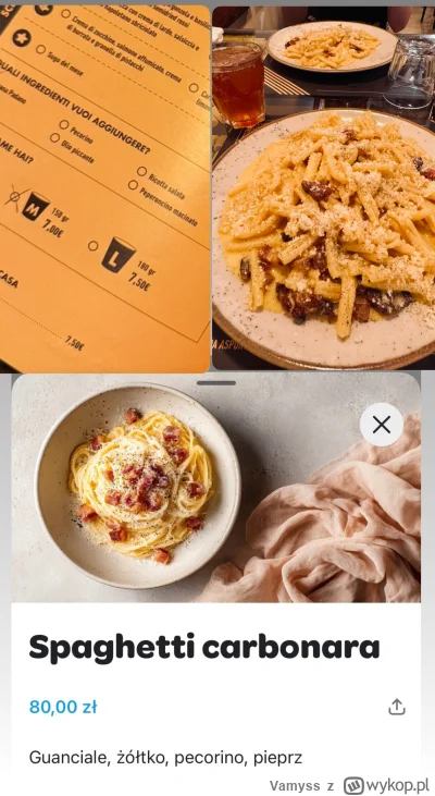 Vamyss - To co widzicie u góry to Carbonara w jednej z lepszych knajp we Włoszech, w ...