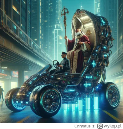 Chrystus - Cuberpunkowy papież w cyberpunkowym papamobile w cyberpunkowym mieście.
#c...