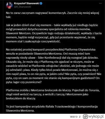 waro - Stanowski ma 100% racji. Mentzen strzelił sobie zdjęcie, które będzie się za n...