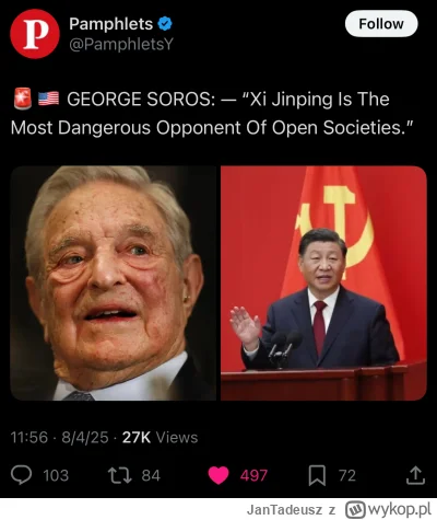 JanTadeusz - I DLATEGO JESTEM TEAM CHINA
#chiny #soros #neuropa #swiat