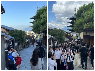 nalogowiec - 5:30 vs 11:30 w turystycznym centrum Kioto, jednak nie ma to jak poranne...