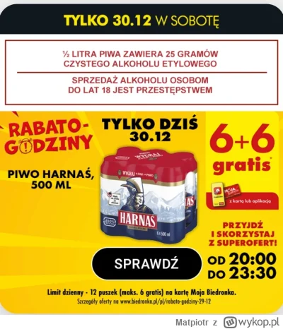 Matpiotr - Od 20 w Biedronce w porażającej cenie 1,76 za puszkę #harnas przy zakupie ...