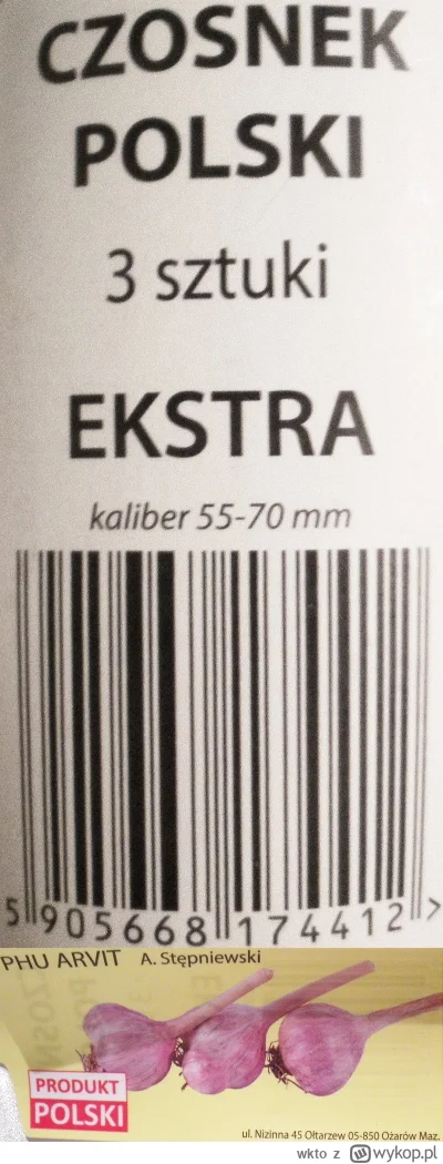 wkto - #listaproduktow
#czosnek polski ekstra P.H.U. Arvit
aktualna firma (nieokreślo...