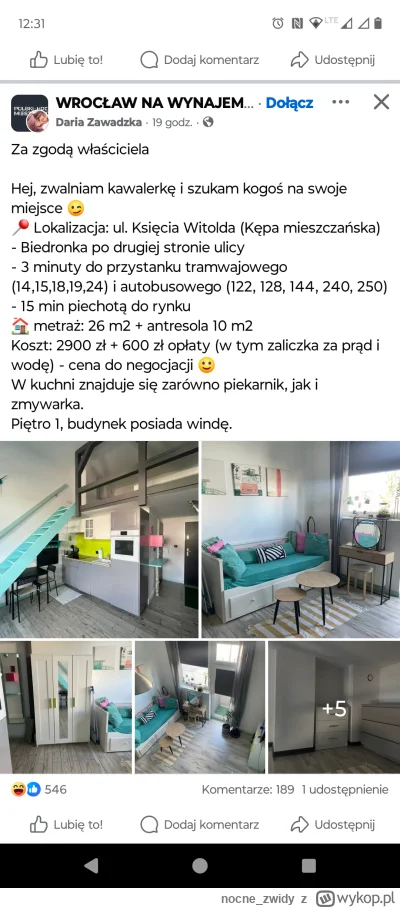 nocne_zwidy - O kurde, tutaj to już ktoś moco odpłynął.
3500zł za kawalerkę 26m2 i je...