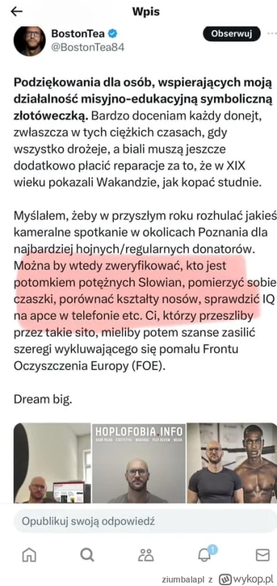 ziumbalapl - >To, że czasami wrzuca różne statystyki o przestępstwach czarnych

@Heru...