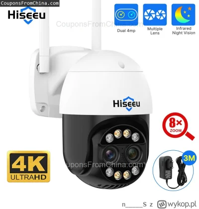 n____S - ❗ Hiseeu 4K 8MP Dual Lens Wifi PTZ IP Camera
〽️ Cena: $49.99 (dotąd najniższ...