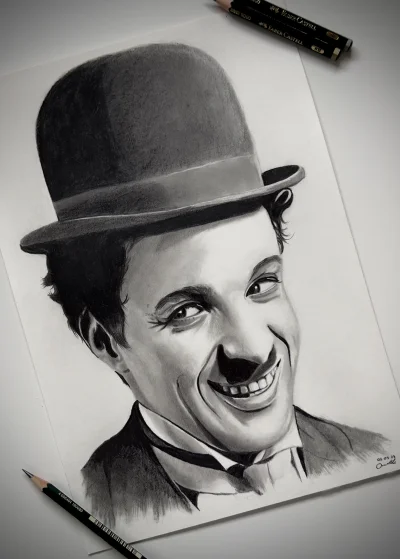 Eint - Charlie Chaplin. Portret wykonany ołówkami w formacie a4. #rysujzwykopem #rysu...