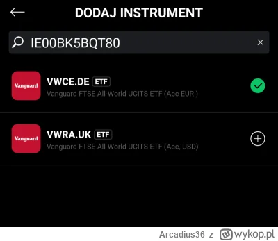 Arcadius36 - @Manden: jeden ETF może być w kilku walutach, zawsze szukaj po ISIN. 
VW...