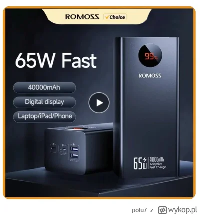 polu7 - Wysyłka z Europy.

[EU] ROMOSS PD 65W Power Bank 40000mAh
Cena: 41.88$ (164.3...