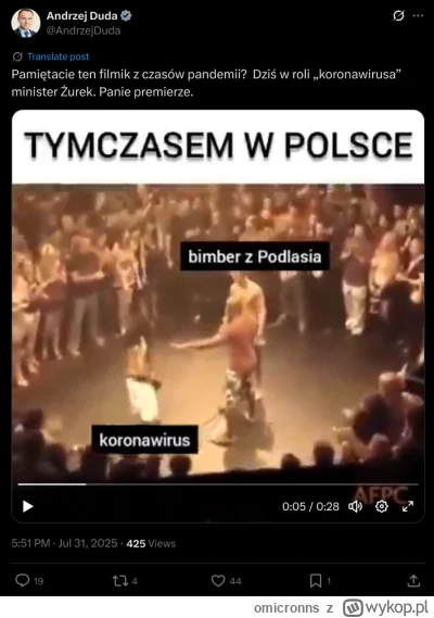 omicronns - Duda przechodzi jakiś meltdown.
https://x.com/AndrzejDuda/status/19509475...