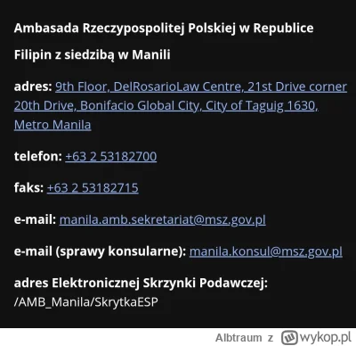 Albtraum - Na Filipinach Polska ambasada wynajęła zewnętrzna firmę do obsługi spraw w...