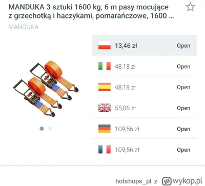 hotshops_pl - MANDUKA 3 sztuki 1600 kg, 6 m pasy mocujące z grzechotką i haczykami, p...