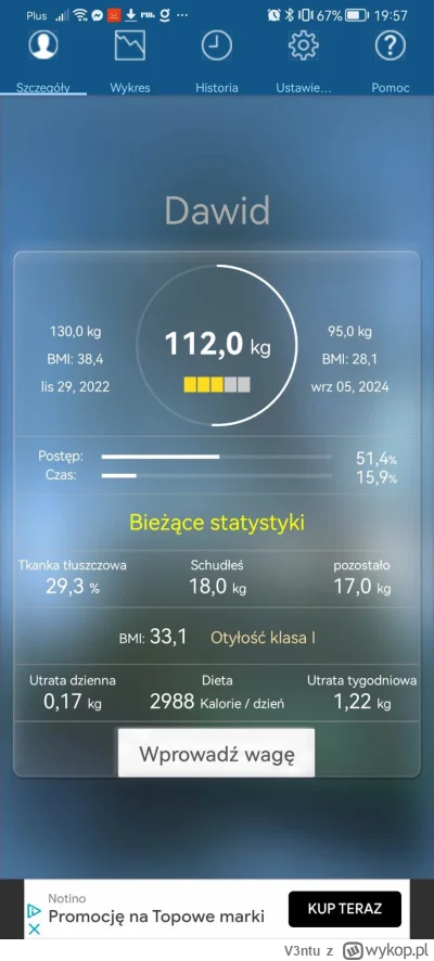 V3ntu - Kolejny miesiąc odchudzania za mną. 
Data początkowa 30.11.2022 - 130.1 kg
Da...