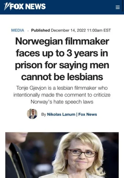 RogerCasement - @RogerCasement: 
 Norweskiej aktorce Tonje Gjevjon grożą trzy lata wi...