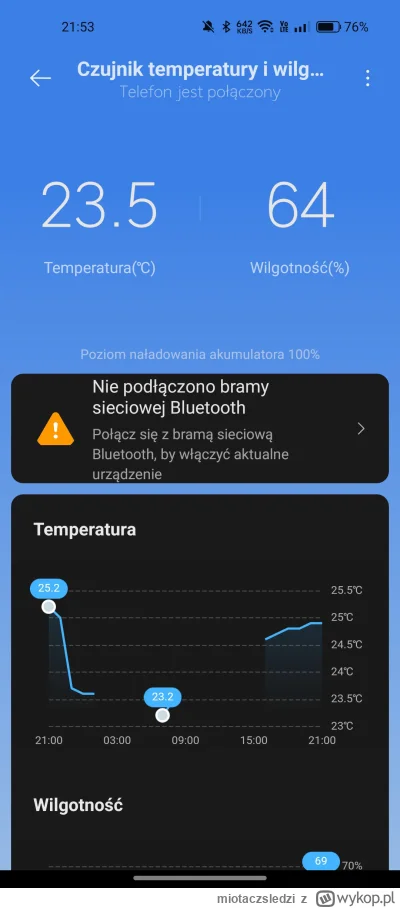 miotaczsledzi - Mam sparowany termometr Xiaomi Mi 2, nie wiem czemu jak wchodzę w apl...