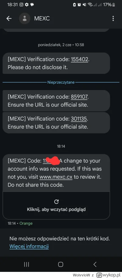 WolvvloW - #kryptowaluty to nie ja,  scam?
dziwne,  bo numer jakby oficjalny


Ale te...