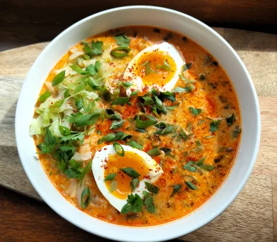 arinkao - Zupa tajska z makaronem ryżowym i jajkiem dla odmiany. Sama zrobiłam (｡◕‿‿◕...