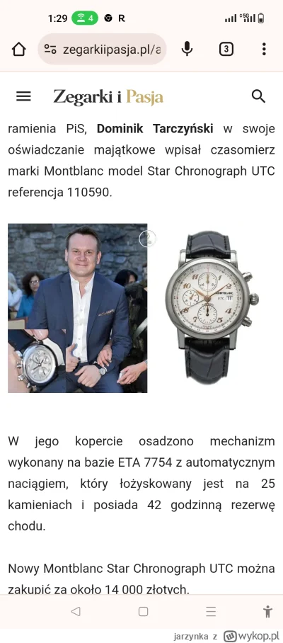 jarzynka - #polityka #pdk Uwaga skandal! Afera! Tarczyński z PiSu ma zegarek za 14000...