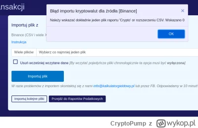 CryptoPump - @kalkulatorgieldowy czy są jakieś problemy z importem plików z binance ?...