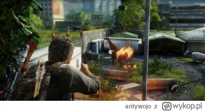 a.....o - Tak to wyglądało w grze. Joel rzucił w żyrafę koktajlem molotova, a później...