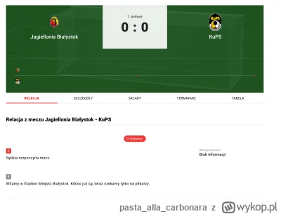 pastaallacarbonara - Wyczerpująca relacja z meczu Jagi na sport.pl

#mecz