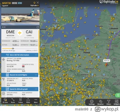 malin90 - #flightradar24 #wojna To ruskim wolno latać na wakacje po naszym niebie?