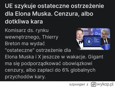 szpongiel - @dzemzrzodkiewki Facebooka UE nie ruszy, bo cenzuruje niewygodne treści. ...