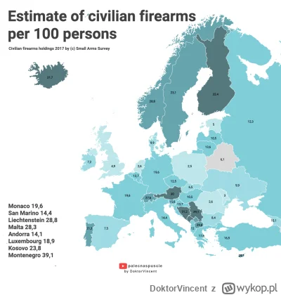 DoktorVincent - #bron #strzelectwo
Grafika ukazująca ilości broni na 100 mieszkańców ...