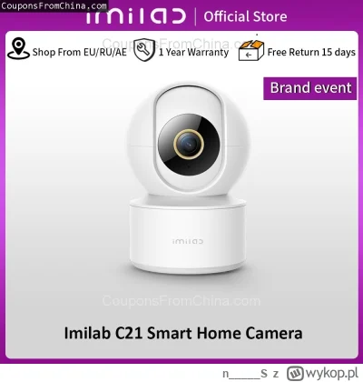 n____S - IMILAB C21 4MP 2.5K IP Camera [EU]
Cena: $22.50 (dotąd najniższa w historii:...