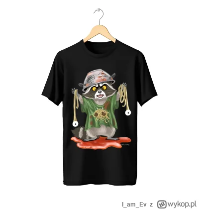 IamEv - I leci kolejny design z szopem i Latającym Potworem Spaghetti na koszulkę (｡◕...