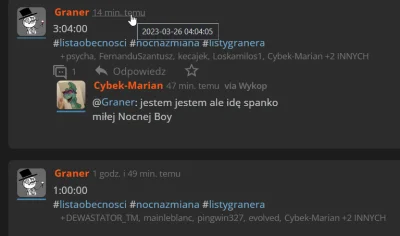 Marcinnx - @Graner: halo! halo! 
Gdzie jest #listaobecnosci z godziny 2:00? (╯°□°）╯︵ ...