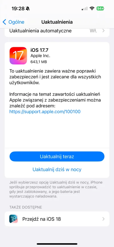 kombajnbizon - #ios #iphone muszę to 17.7 zainstalować czy od razu przejść do 18?