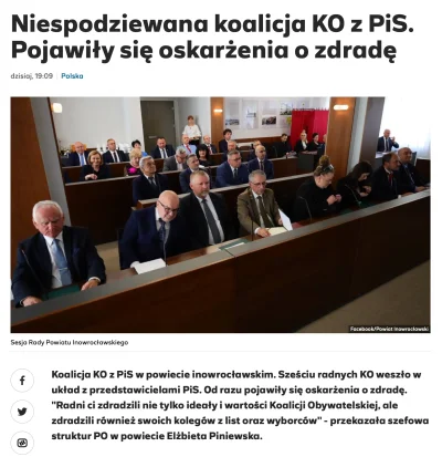 L3stko - Koalicja KO z PiS w powiecie inowrocławskim. Sześciu radnych KO weszło w ukł...