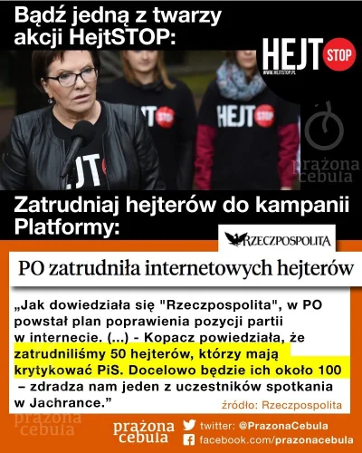 Kopyto96 - W 2015 Ewa Kopacz według "Rzeczpospolitej" zatrudniła 50-100 internetowych...