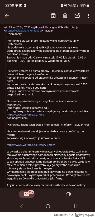 Spokojny97 - Scam. Też dostałem od nich w odpowiedzi na zgłoszenie swojej kandydatury...