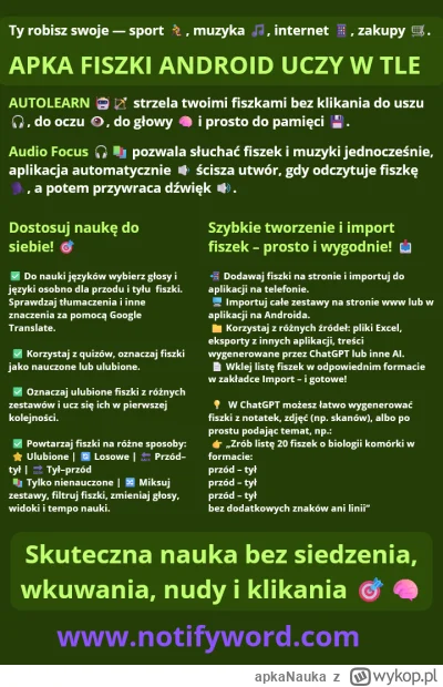 apkaNauka - Egzaminy, nauka na pamięć, nauka języków aplikacja fiszki android uczy be...