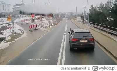 dashcambandit - Kierowca z Audi pozował do kamerki, wysiadł z auta żeby się upewnić ż...