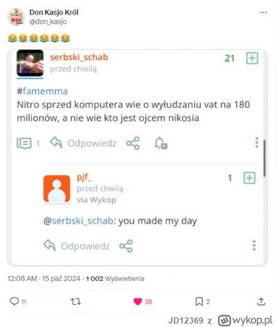 JD12369 - ale sie splakali za tego tweeta xD #famemma