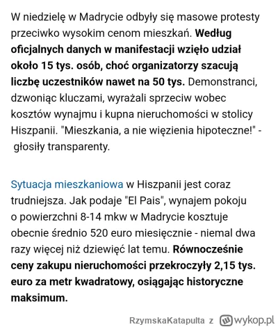 RzymskaKatapulta - W Hiszpanii protestują bo cena za metr osiągnęła już 8-9k zł. Tymc...