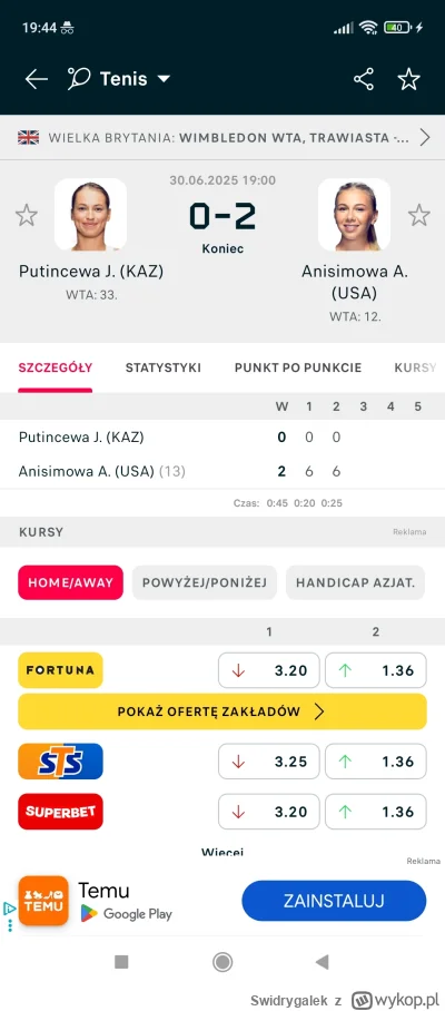 Swidrygalek - Pięknie Putincewa zezłomowana xD
#tenis