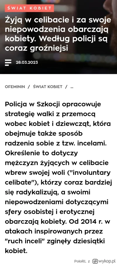 PoloRL - Proponuję osteteczne rozwiązanie kwestii incelskiej

https://www.ofeminin.pl...