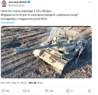 Kagernak - @blend: Jak dostaną od zachodu to będą mieli nowe czołgi. Rosjanie od niko...